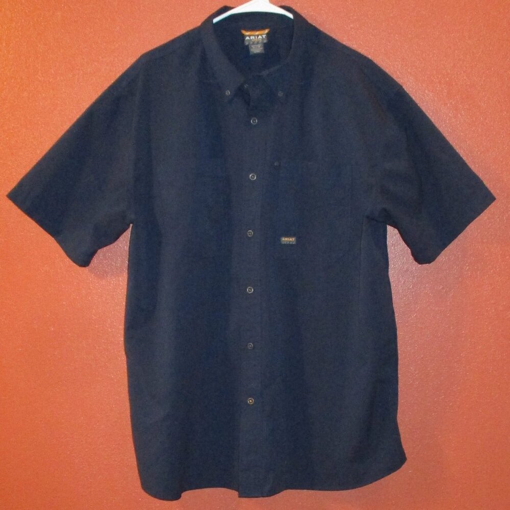 Ariat Shirt Men X Large Blue Button Down Front Pockets Work Outdoor Shirt
